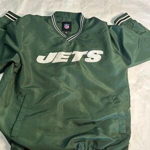 NFL Vintage Retro New York Jets Pullover Windbreaker Jacket Green Mens‎ Large